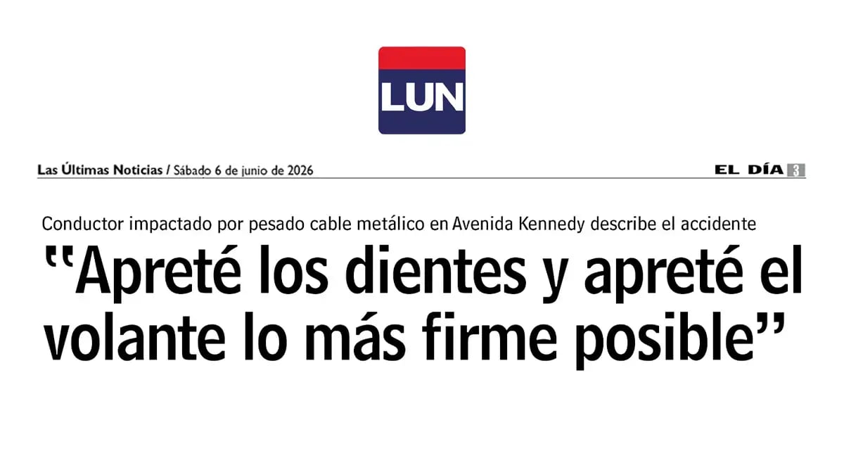 Portada de Las Últimas Noticias: relato de un conductor impactado por un cable en Avenida Kennedy