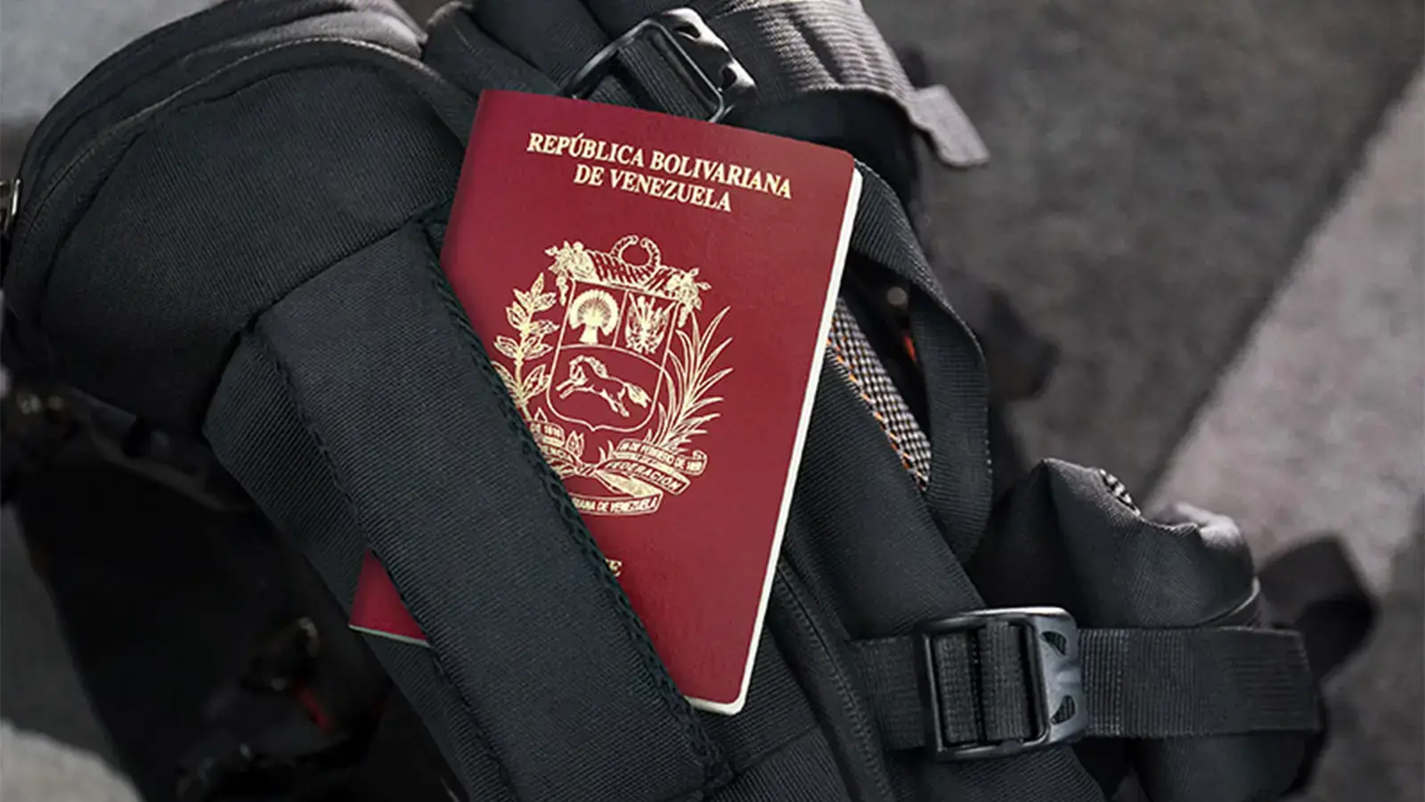 Cierre de visa. Pasaporte de color rojo